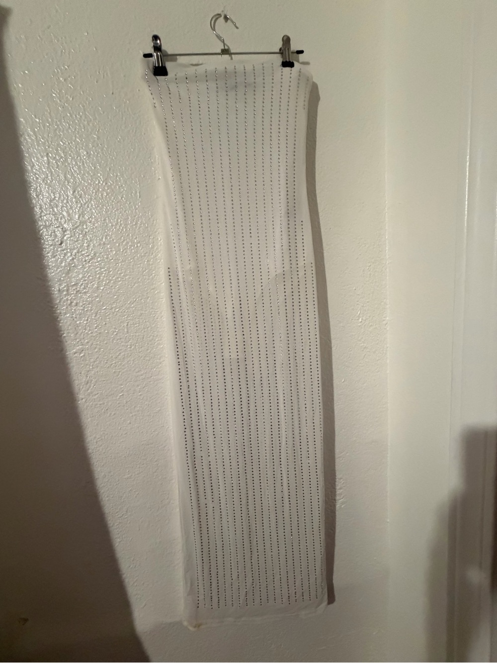 Diamond White Ribbed Knit Maxi dress